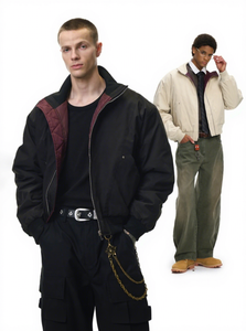 Blouson aviateur à col montant, nouvelle collection hiver 2026, coupe déstructurée, veste en coton à col montant - Product Image 2