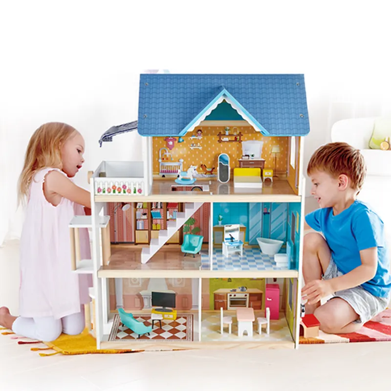 DIY 인형 집 장난감 나무 인형 집 아이 장난감 세트 상자 포장 침실 어린이 현대 장난감