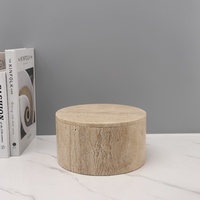 Boîte de rangement ronde en marbre travertin naturel Stonekocc, style nordique minimaliste, organisateur décoratif