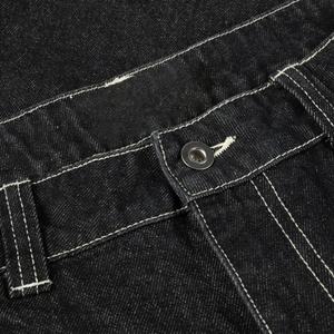 กางเกงยีนส์ขาสั้นเดนิมคุณภาพสูงปักโลโก้ตามสั่ง สไตล์สตรีทแวร์สำหรับผู้ชาย ตะเข็บตัดสีดำ ทรงโอเวอร์ไซส์ - Product Image 4