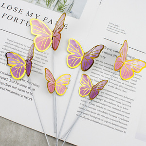 3D Pink Purple Wire Butterfly Cake Toppers Die Cut Paper Reusable Birthday Decor - Product Image 2