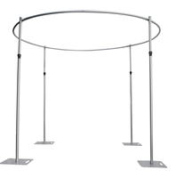 Support de toile de fond en alliage d'aluminium argenté, forme semi-circulaire, ronde, carrée ou arche, réglable pour la décoration de mariages, expositions et événements