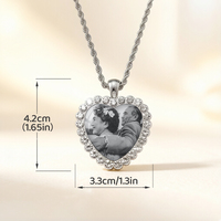 Collier en métal personnalisable en forme de cœur avec portrait de couple pour anniversaire, ornement commémoratif portable pour l'amour