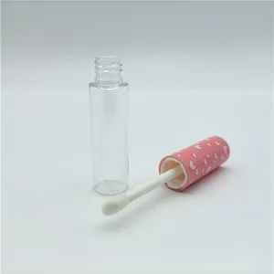小袋尺寸定制塑料圆筒6毫升唇彩管带刷
