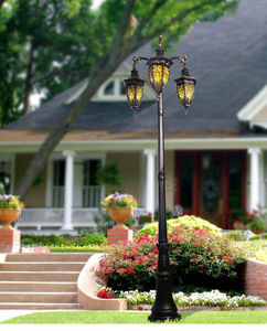Lampadaire solaire extérieur en fer pour jardin, abat-jour en verre LED, blanc chaud 2700K, IP66, ampoule A19, détecteur de mouvement non détachable, AC 220V - Product Image 6