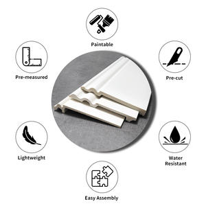 Moulures en PS blanches design, <span class=keywords><strong>d</strong></span>écoration intérieure moderne, moulures imperméables, plinthes, moulures <span class=keywords><strong>de</strong></span> <span class=keywords><strong>d</strong></span>écoration intérieure - Product Image 4