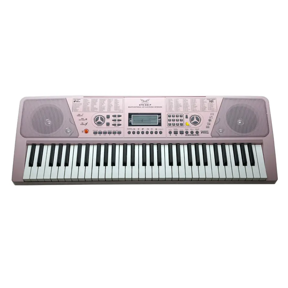 جديد وردي جهاز بيانو كهربائي مفاتيح قياسية هدية رائعة متعددة الوظائف 61 مفتاح 50 كرتون بلاستيك شاشة LCD 25 من Con can; GUA