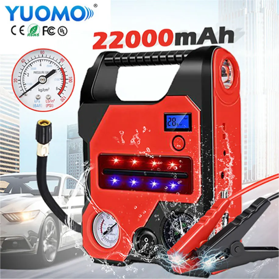 Jump Starter And Tyre Compressor With Air Car Battery Booster Portable Starters Power Bank