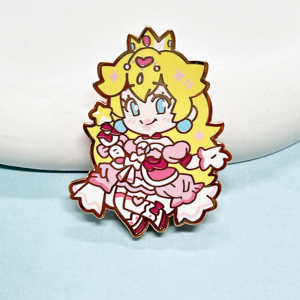 Épingles en métal personnalisées de haute qualité avec image de princesse et baguette magique rose, épingles en émail dur exquises et mignonnes - Product Image 2