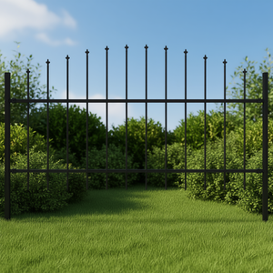 Valla de jardín de acero con punta de lanza negra de 5.6 pies, elegante para uso en exteriores. - Product Image 2