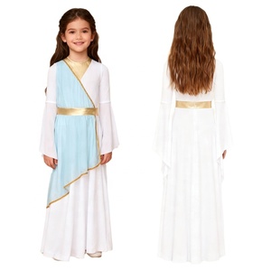 Disfraz de Diosa Griega para Niñas, Vestido Blanco con Cinturón Dorado y Mangas con Drapeado, Vestido para Fiesta Romana o Actuación Infantil, Personalizado - Product Image 2