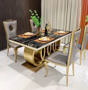Set da tavolo mobili in acciaio turchia specchio tavolo da pranzo set moderno in marmo piccoli tavoli e sedie per feste in vendita