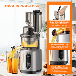 Fabricant Langsamer Entsafter, machine à jus à grande bouche, à haut rendement, presse à froid, presse-agrumes lent