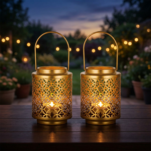 Luxury Gold Matte Iron Hanging Lantern Handmade Tea <b>Light</b> Candle Holder Decorative Wall <b>Sconce</b> for Home Garden Christmas Festiva - Product Image 3