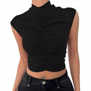 High Quality Women's <b>Short</b> <b>Sleeveless</b> Knitted Tank <b>Top</b> Quick Dry Breathable Gym <b>Top</b> with Front Logo - Product Image 1