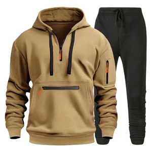 New Men's Sportswear Set <strong>Hooded</strong> <strong>Sweatshirt</strong> <strong>With</strong> Pockets <strong>And</strong> <strong>Zippers</strong> Pullover Fleece <strong>Sweatshirt</strong> <strong>And</strong> Sweatpants Two-Piece Set - Product Image 6