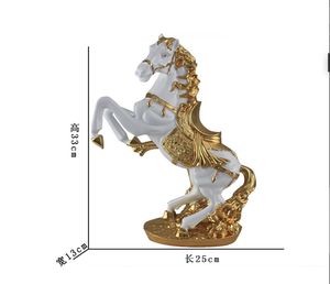 <span class=keywords><strong>Statue</strong></span> di Cavallo in Resina Dorata 33cm, Decorazione Animale dello Zodiaco Cinese per Hotel, Vendita all'Ingrosso - Product Image 4