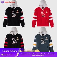 Maillot de hockey sur glace brodé à motif uni, style transfrontalier Europe-Amérique, à manches longues, avec capuche, personnalisable, unisexe, adulte, en polyester