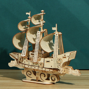 Modèle de <span class=keywords><strong>bateau</strong></span> <span class=keywords><strong>à</strong></span> voile en bois 3D, puzzle créatif, kit de construction de <span class=keywords><strong>bateau</strong></span> océanique, jouets éducatifs DIY, 5-7 ans, casse-tête mobile, cadeau pour enfants - Product Image 4