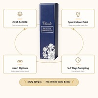 Boîte cadeau en carton bleu marine avec logo personnalisé pour bouteille de vin rouge ou blanc sec de 750 ml, emballage pour une seule bouteille, fabricant en gros