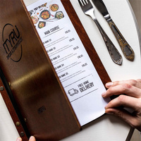 Carpeta de Menú Personalizada de Lujo con Cubierta de Madera y Correa de Cuero para Restaurante, Hotel, Bar de Vinos, Promoción Empresarial