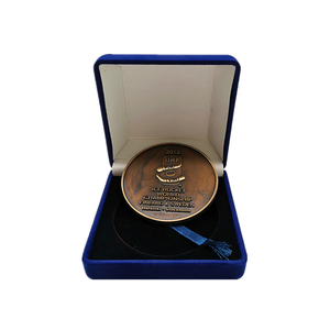 Venta al por mayor <span class=keywords><strong>precio</strong></span> barato de fábrica de medalla caja azul flocado seguro caja de moneda recuerdo - Product Image 5