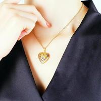 Liontin Kalung Foto Hati Kustom Vintage, Baja Tahan Karat 316L Berlapis Emas 18k PVD, Perhiasan Kenangan Hari Valentine untuk Wanita