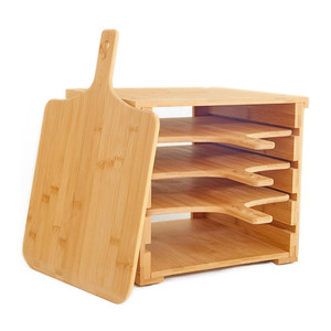 Soporte Grande Multicapa Perforado para Bandeja de <span class=keywords><strong>Pizza</strong></span>, Juego de Soportes Antiadherentes de Bambú para Pala de <span class=keywords><strong>Pizza</strong></span>, para Cocina y Restaurante - Product Image 1