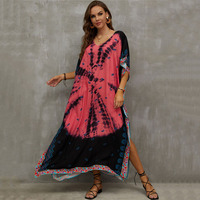 Chine fournisseurs vacances maillots de bain couvrir robe de plage été Tropical imprimé Caftans robes