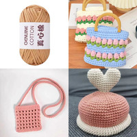 Fil épais 4 mm, 68 % coton véritable, 32 % nylon, points faciles à voir, fil Peasy pour le crochet et le tricot pour débutants