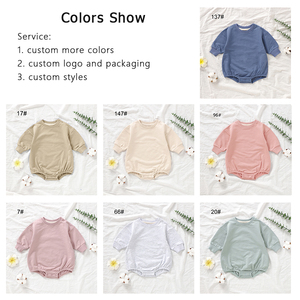 새로운 아기 부티크 장난 꾸러기 100% 유기농 면 솔리드 스웨터 긴팔 아기 장난 꾸러기 0-3 개월 - Product Image 2