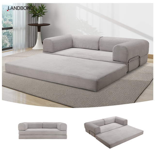 Reach Eco-Certification Boneless Sofa Bed 3 Seater Sponge Foam Fabric Section Couch Villa hotel Vacuum Packed Frameless Sofa