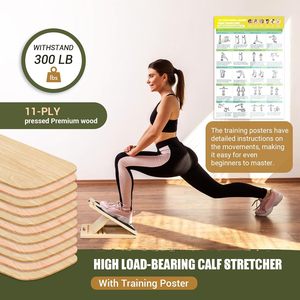 กระดานไม้ปรับระดับได้แบบพกพา รับน้ำหนักได้ 300 ปอนด์ |   โปสเตอร์ฝึกซ้อม, ปรับได้ 5 มุม, ช่วยเพิ่มความคล่องตัวของน่องและขา, ป้องกันการลื่น - Product Image 2