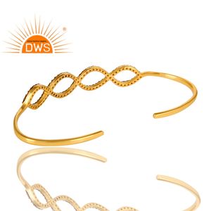 Pink Tourmaline Gemstone Set Bracelet 18 Karat Gold Plated Sterling Silver Accent Infinity Bracelet Jewelry Wholesale - Product Image 3