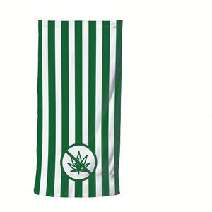 Serviettes de plage et de piscine en microfibre suédée de luxe, douces, à rayures tropicales, séchage rapide, sans sable, imprimées, design estival, avec sac de voyage - Product Image 1
