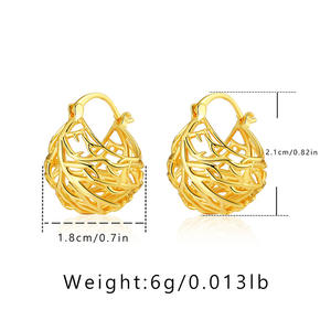 New Half Round <strong>Bird</strong> Cage Hollow Out Earrings Large Oversized Unique Hoop Earrings Geometric Fashion Earrings - Product Image 6