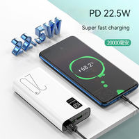 Batterie externe portable sans fil à charge rapide avec affichage LED double USB-C et Micro USB, 20000mAh 22.5W PD, batterie Li-Polymère Ultra