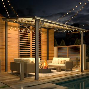 10' X 8' Modern Steel Frame <strong>Gazebo</strong> for Patio Backyard <strong>Small</strong> Wall-Mounted Lean-to Pergola Roof Screen Included <strong>Garden</strong> Decorations - Product Image 4