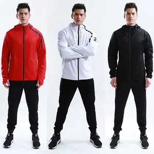 Neue Hoody Trainings anzug rote Reiß verschluss jacke und Hose gute Qualität Männer Sport Aufwärm trikots