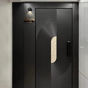 Nouvelle Porte Principale de Villa Minimaliste en Aluminium Coulée Sculptée avec Raffinement, Modèle 2025, Entrée à Une Porte, Anti-Vol, Sous-Porte - Product Image 1