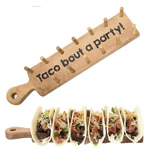 Soporte para tortitas <span class=keywords><strong>mexicano</strong></span> de burrito personalizado, estante para tacos en forma de W, bandeja para tacos de bambú con asa - Product Image 2