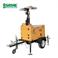 Lampe d'éclairage mobile d'urgence LED extérieure avec tige de levage hydraulique de 9 mètres et tour d'éclairage à générateur diesel