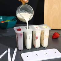 Moules à glaces en silicone flexibles et portables sans BPA, lot de 4, réutilisables, pour la fabrication de glaces maison, outils pour desserts DIY