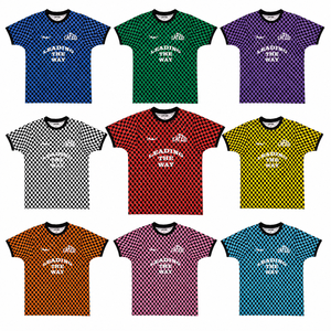 Seragam Sepak Bola Kasual Motif Kotak-Kotak Custom, Sublimasi, Bernapas, Cepat Kering, Lengan Pendek, 100% Poliester, Kaos Unisex Musim Panas - Product Image 1