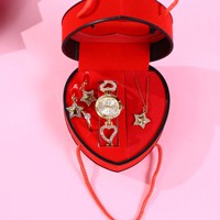 Ensemble de bijoux montre en quartz et strass Wisteria, boucles d'oreilles, collier, bague, coffret cadeau cœur d'amour, cadeau pour la Saint-Valentin, cadeau d'anniversaire