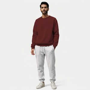Sweat-shirts à capuche personnalisés avec logo, col rond, unisexe, 100% coton, épais, surdimensionné, broderie, col rond, sweat-shirts vierges pour hommes - Product Image 1