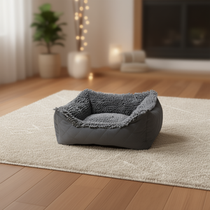 Coussin pour animaux de compagnie gris clair, rectangulaire, en polaire corail doux, pour intérieur, toutes saisons, amovible et lavable, pour chien - Product Image 2