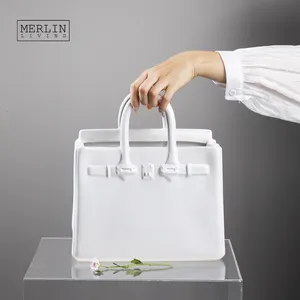 Merlin Living Luxury Bag Ceramic Vase Decoration Handbag White Vase Modern Home For Ceramic Decoration