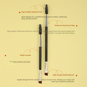 Double Ended Spiral Eyebrow Brush Soft Bristles Plastic Handle Angled Flat Head Eyebrow Grooming Eye Makeup Tool - Product Image 2