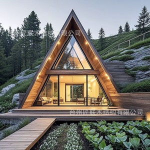 Cabane d'été moderne en bois en forme de A, en bois traité thermiquement, pour le camping et les espaces de vie en plein air - Product Image 1
